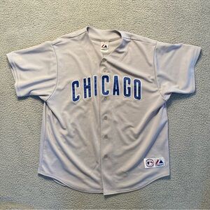 Y2K Chicago Cubs MLB Baseball Jersey Away Gray Majestic Men’s XL